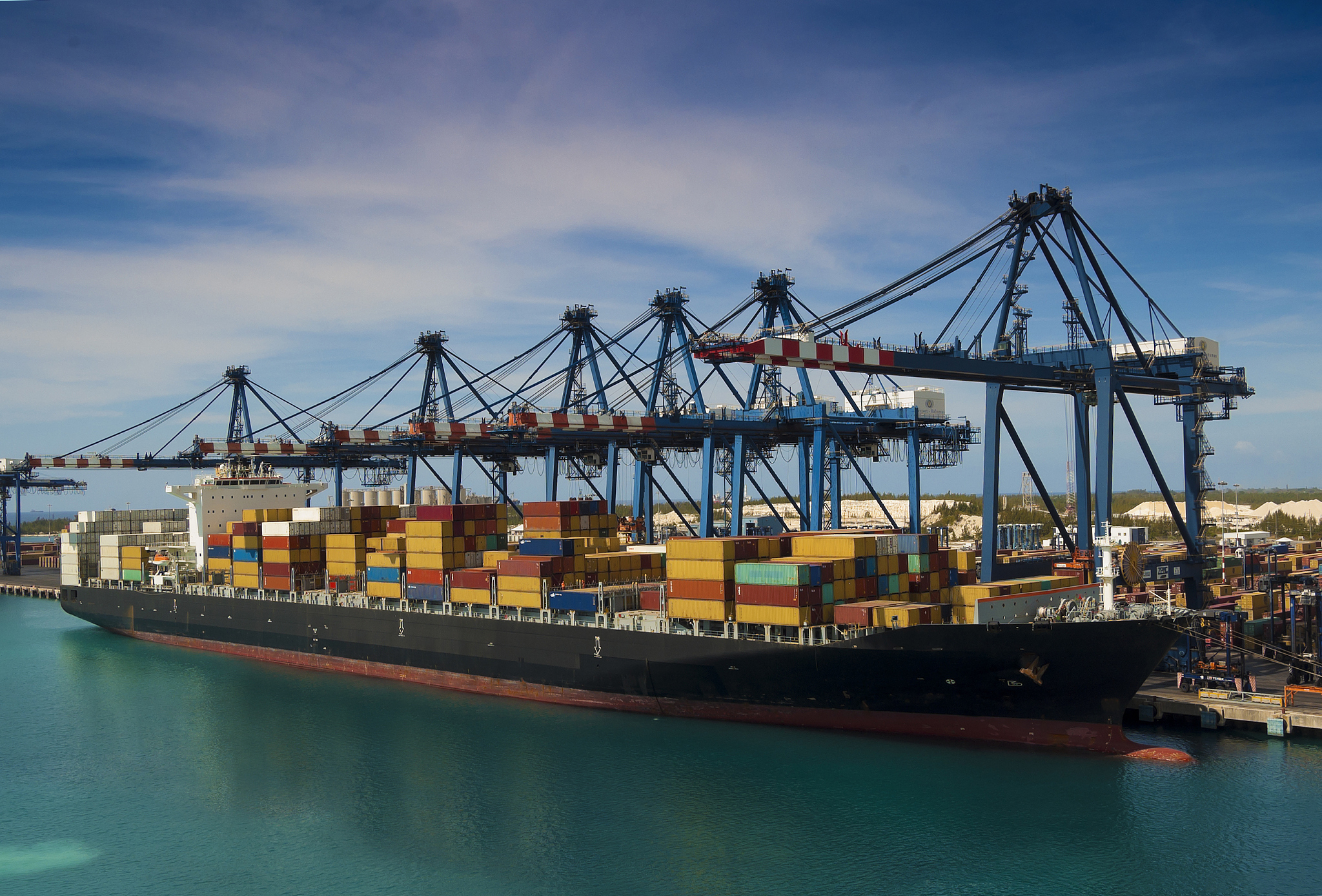 Container ship at sea
